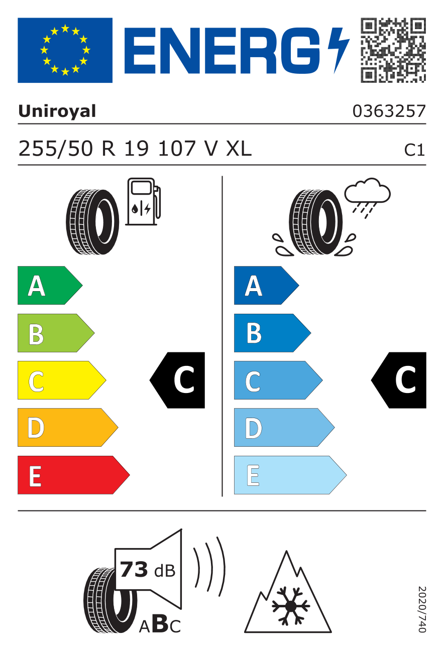 Etichetta energetica UE dello pneumatico UNIROYAL - 255 50 19 WINTEREXPERT FR 107V XL