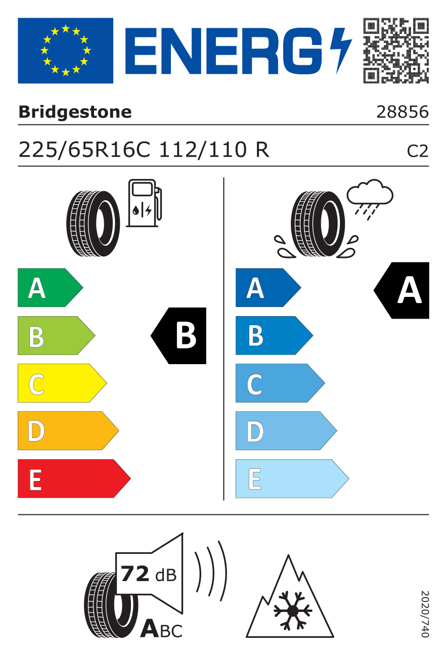 Etichetta energetica UE dello pneumatico BRIDGESTONE - 225 65 16 DURAVIS ALL SEASON 112/110R*