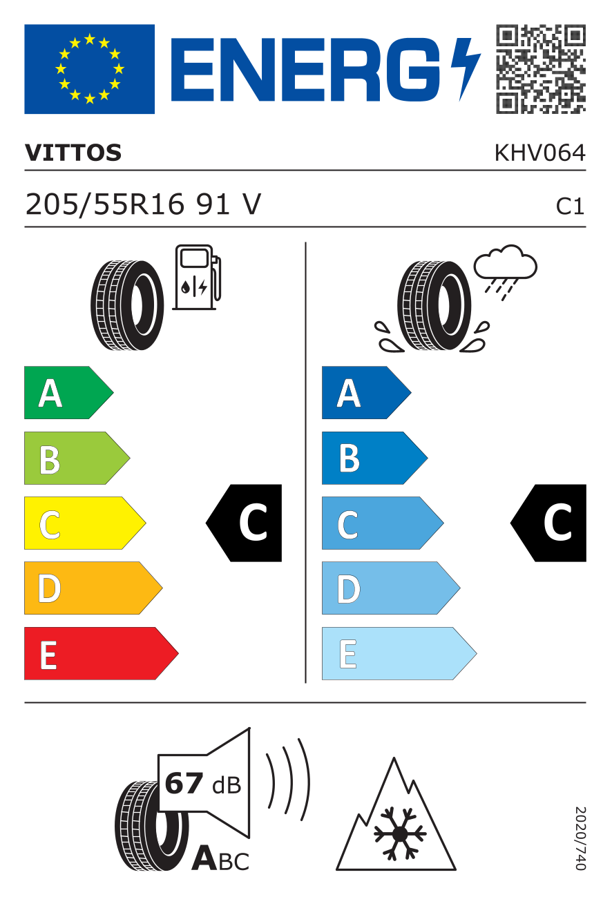 Etichetta energetica UE dello pneumatico VITTOS - 205 55 16 ASP11 ALL SEASON  91V *