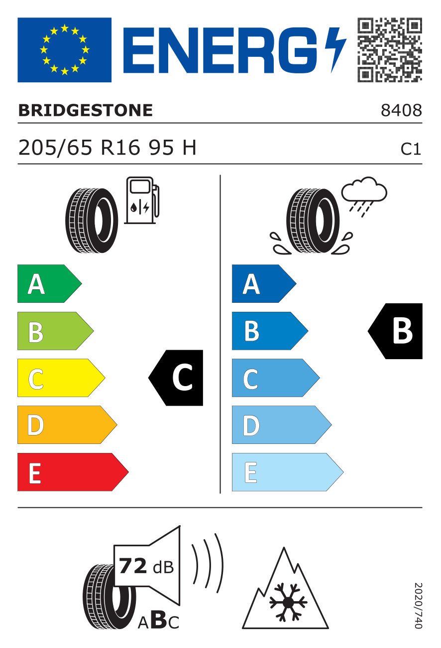 Etichetta energetica UE dello pneumatico BRIDGESTONE - 205 65 16 LM001 95H